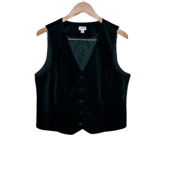 J. Crew Factory Green Velvet 3 Piece Blazer Pant Vest Suit Women Size 16 - Picture 6 of 13